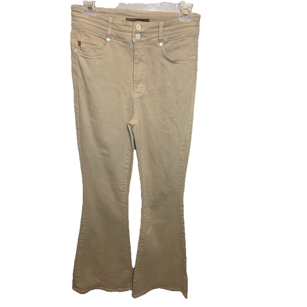 Women's 7/28 Judy Blue Dyed Khaki Flare Bell Bottom Pants 28x31